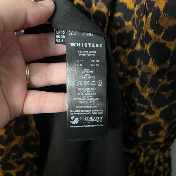 NWOT Whistles Women's Brown Classic Leopard Shirred Dress - Picture 8 of 13